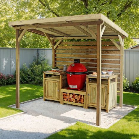 Zest Truro Wooden Garden BBQ Hot Tub Shelter Pergola Gazebo Waterproof Roof