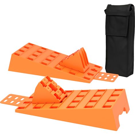Wiltec Set 2 cuñas niveladoras con calzos para rueda máx. capacidad 3,5 t para vehículos como remolques caravanas y autocaravanas práctica bolsa de transporte incluida