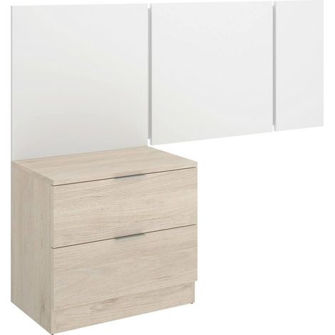 Dmora - Testiera letto Croda, Spalliera, Testata per camera da letto, Poggiatesta, 157x34 h96 cm, Bianco e Rovere