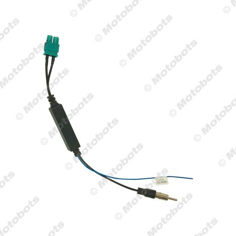Dual-head radio antenna converter cable with amplifier for Audi, Volkswagen Touareg, and Cayenne cars. (1/4)