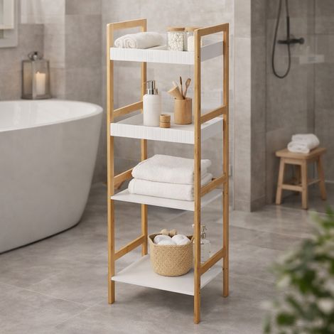 Bambus Badezimmer Regal 4 Etagen 36x30xH110cm-BA2000200-groß