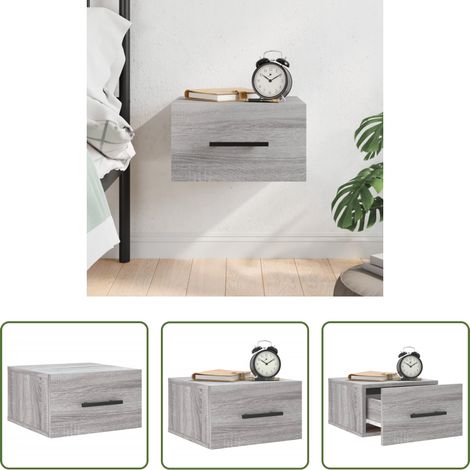 Wandmontage - Wand-Nachttisch Grau Sonoma 35x35x20 cm (1/5)