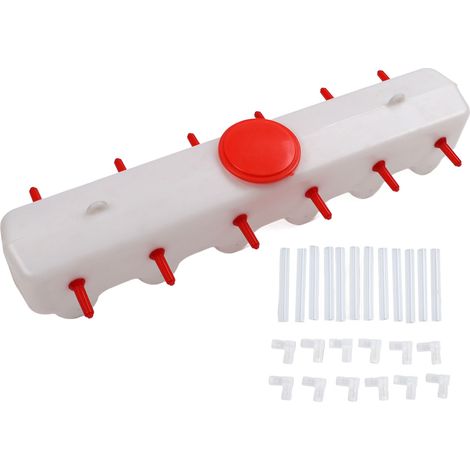 Seau d'alimentation pour élevage 9L avec 12 tétines rouges en caoutchouc pour lait, abreuvoir double face pour porcelets et chiots, accessoire d'élevage (1/5)