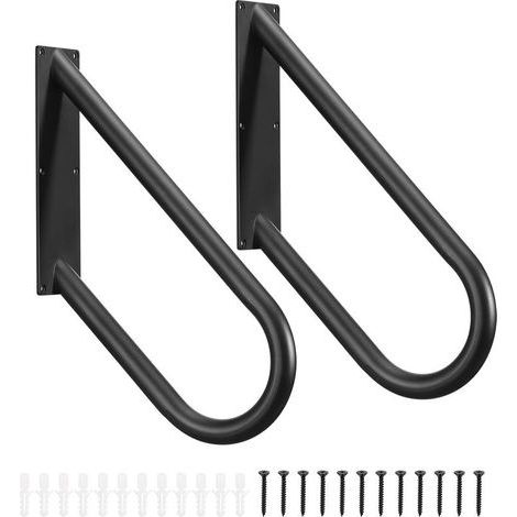 Main Courante d'escalier à Montage Mural - Garde-Corps Noir Mat pour l'extérieur 1 à 3 marches, Barre d'appui de sécurité en Fer forgé pour Garage, Porche et Jardin (1/5)