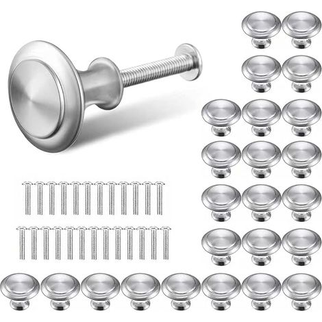 25 Packung Silber Edelstahl Runde Griffe Schubladenknopf Mit Legierung Installieren Schraube Für Kabinett Schublade Kommode Küche