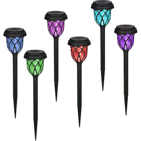 Lot de 6 lampes solaires d'extérieur à LED pour allée, jardin, terrasse, cour, allée, etc. Étanche IP44, résistante à l'eau, allumage automatique crépusculaire, éclairage paysager à piquer. (1/5)