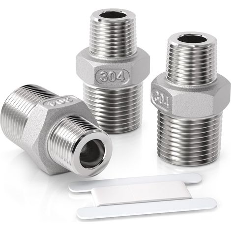 3 pièces 1/8 "mâle à 1/4" mâle BSP filetage en acier inoxydable 304 douille hexagonale connecteur de réduction pour la Conversion de raccordement de tuyau (1/5)