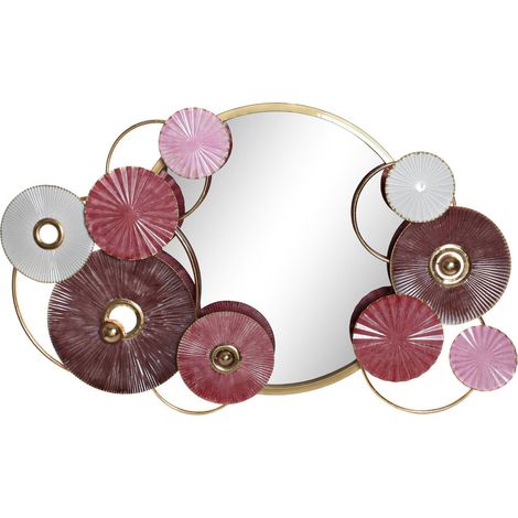 Miroir à cercles métalliques rose et blanc chic - Rose foncé métallisé avec touches dorées (1/3)