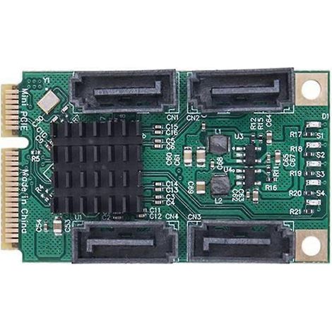 Mini-PCIe-zu-SATA-Karte, 4-Port-Mini-PCI-Express-zu-SATA-3.0-6-Gb/s-Erweiterungskartenkonverter für SATA-3.0-SSDs und -Festplatten (1/5)