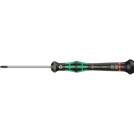 Tournevis électronicien pour vis cruciformes PH, PH 00 x 60 mm, Noir/vert (1/5)