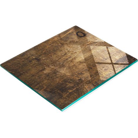 Planche de cuisine décorative multifonctionnelle en verre et bois marron 60 x 52 cm (1/5)