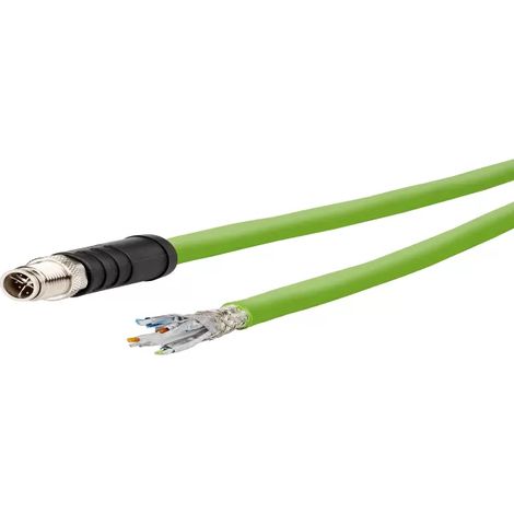 Metz Connect 142M6X10020 M12 Netzwerkkabel, Patchkabel CAT 6a SF/UTP 2.00 m Grün PUR-Mantel, Säurebe (1/2)
