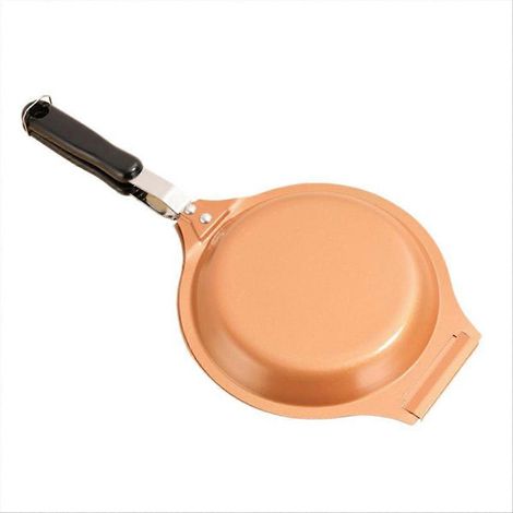 19 cm antihaftbeschichtete Edelstahl-Bratpfanne, Doppel-Omelettpfanne, gesundes und einfaches Kochen, für den täglichen Gebrauch, isolierter Griff, für alle Herdarten geeignet. (1/5)