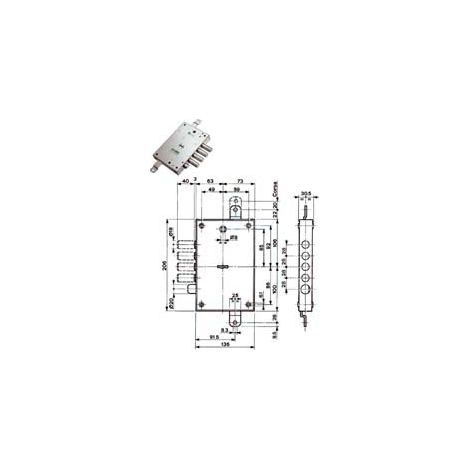 SERRATURA TRIPLICE APPLICARE CON SCROCCO DM BLINDATE 52571/28  mm.63 SX (52571ROMS 36)    MOTTURA