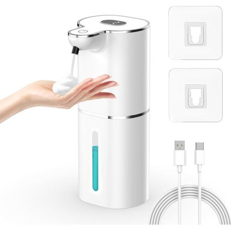 Automatischer Seifenspender, 380 ml, elektrischer Schaumseifenspender mit Sensor, Wandmontage, USB aufladbar, LCD Display, wasserdicht nach IPX5, (1/5)