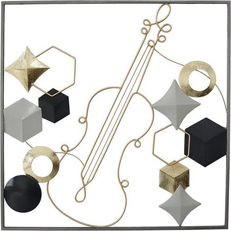Tableau en métal violon tons noir, gris et or (1/3)