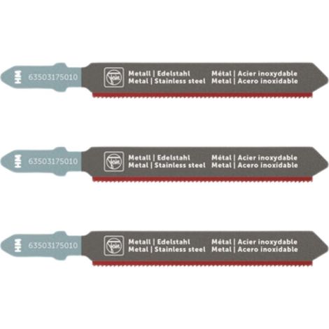 Lame de scie sauteuse Jig 26 AS pour matériaux abrasifs HM 60 T1.1 MSS SC. Matériaux abrasifs, acier inoxydable, INOX. VE=3 pcs. (1/5)