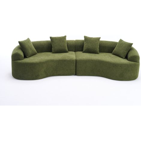 Gebogenes 4-Sitzer-Sofa aus grünem Chenille, modernes Modul 275 cm, ohne Montage (1/5)