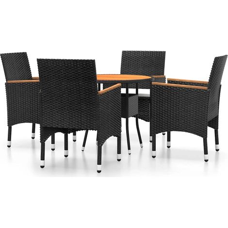 Maison Exclusive - 5-tlg. Garten-Essgruppe Poly Rattan Schwarz (1/5)