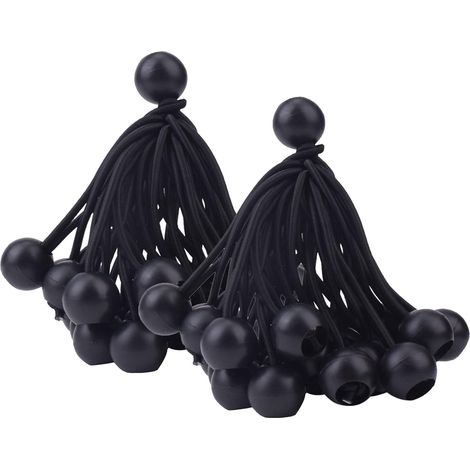 Lot de 50 Bungees Noirs 10 cm, Corde Élastique Robustes pour Bâche, Sangles Élastiques pour Tente Camping, Barnum, Banderoles, Cargo (1/5)