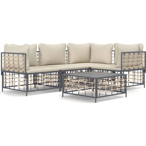 Maison Exclusive - 5-tlg. Garten-Lounge-Set mit Kissen Anthrazit (1/5)