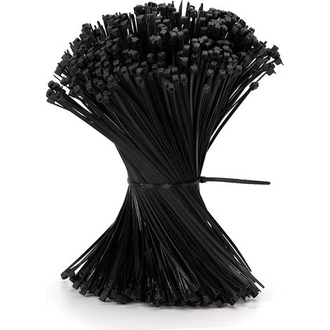 500 Pièces Collier de Serrage Noir 200 x 2,5 mm Serre-câbles Électriques Attaches de Câble en Plastique Nylon Autobloquantes Noir (1/5)