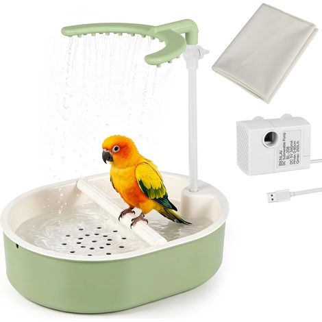 Automatische Vogeldusche Haustierbad mit Dusche und USB-Wasserpumpe für Wellensittiche, Sittiche, Aras und Papageien (1/5)