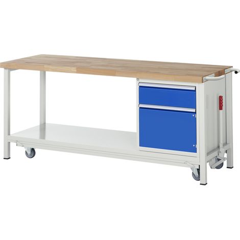 Rau Werkbank mit absenkbarem Fahrgestell Modell 8152 B 2000 x T 700 x H 880mm (1/4)