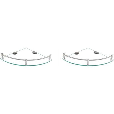 2X Étagères de Salle de Bain, Étagère D'Angle en Verre Triangulaire à Fixation Murale, Étagère en Verre Trempé pour Ranger Gel Douche/Savon. (1/3)