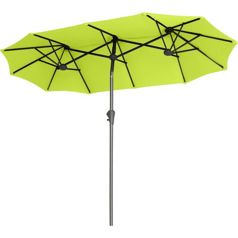 Sekey Balkonschirm 300 x 160 cm Doppelsonnenschirm Marktschirm mit Kurbel, Neigbar, Apfelgrün