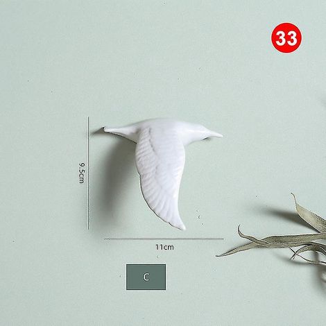 3D-Wanddekorationen aus Keramik in Vogelform – 33-teilig
