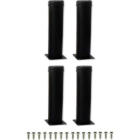 Quatre pieds de meuble réglables de 20 cm en acier inoxydable noir (1/5)