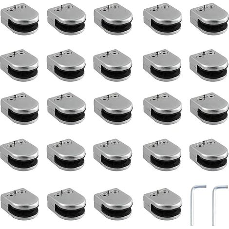 Lot de 24 Pince à Verre 5-8mm, 304 Clip en Acier Inoxydable pour Verre, Support Argent Adapté Aux Garde-Corps Fixes et Mains Courantes Dos Plat (1/5)