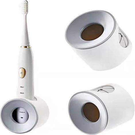 Lot de 3 supports muraux pour brosses à dents électriques, fixation sans perçage, coloris gris (1/5)