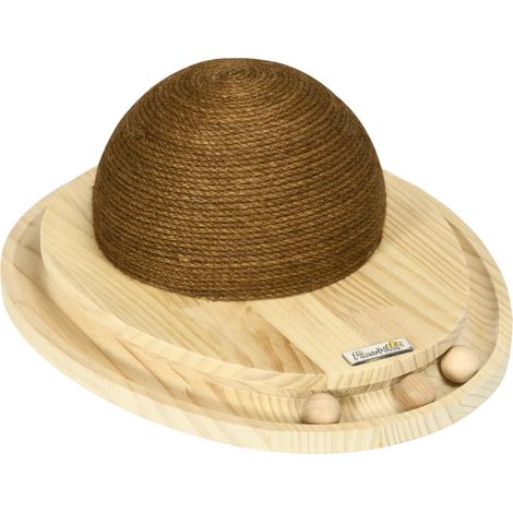 Jouet interactif pour chat, surface à griffer, circuit à billes ovale, bois de pin, 39,5 x 32,5 x 14,5 cm (1/5)