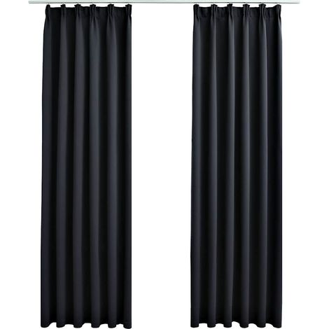 Maison Exclusive - Rideaux occultants avec crochets 2 pcs Noir 140x245 cm (1/5)