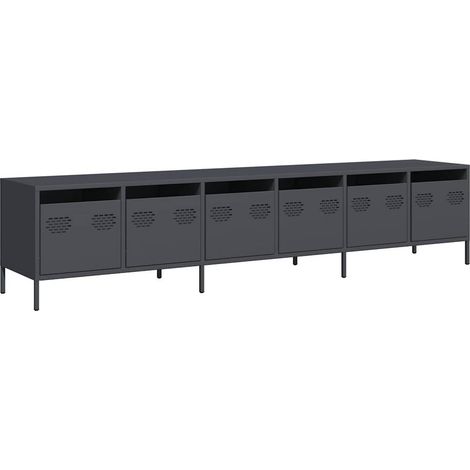 Mueble de TV moderno con amplio espacio de almacenamiento para salón 202 x 39 x 43 cm acero laminado en frío color antracita 020055634 (1/5)