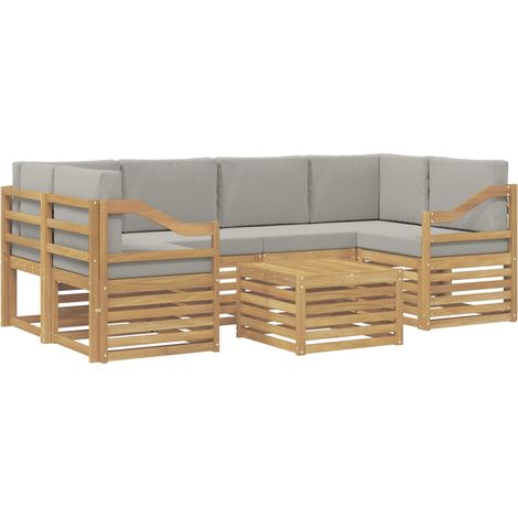 Set di divani da esterno 7 pz 6-Posti Bianco e Grigio Chiaro vidaXL (1/5)