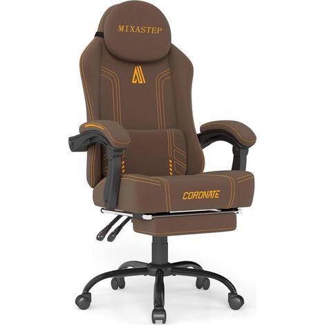 Gaming Stuhl Ergonomisch Verstellbar 360° Drehfunktion Braun Technologiegewebe (1/5)