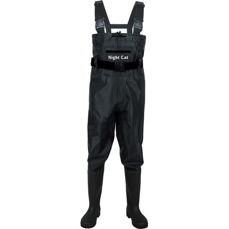 Night Cat Wathose Herren Damen Frauen Wathose mit Stiefeln wasserdichte Atmungsaktive Crosswater Waders Schwarz 44 (1/5)