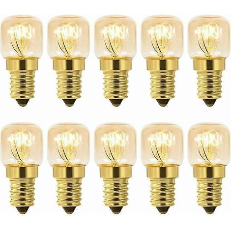 Lot de 10 Ampoule Sel 15W Incandescence Blanc Chaud Pour Four, Frigo, Lampe de Sel, Fours Grill 2.25CM (1/5)