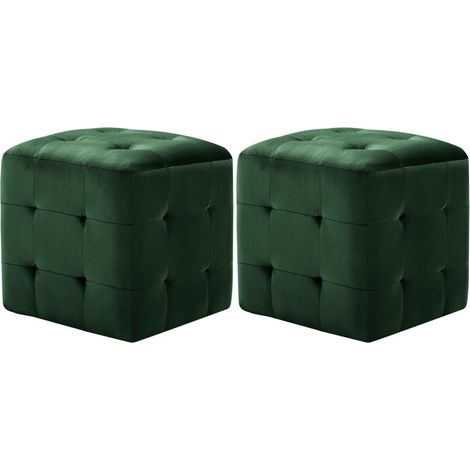 Set 2 pouf poggiapiedi 30 x 30 x 30 cm imbottito tessuto velluto verde DEC032761