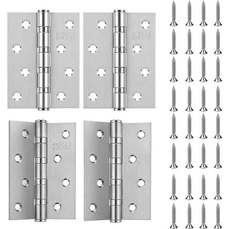 Juego de 4 bisagras para puertas de 100 x 75 x 2,5 mm, bisagras de acero inoxidable de alta resistencia para puertas de madera maciza y portones de jardín, aptas para uso interior y exterior, color pl (1/5)
