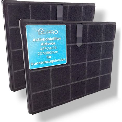 Lot de 2 Filtre à charbon pour hotte, 237x190mm, Compatible Airforce AFFCAF16, AEG, Whirlpool