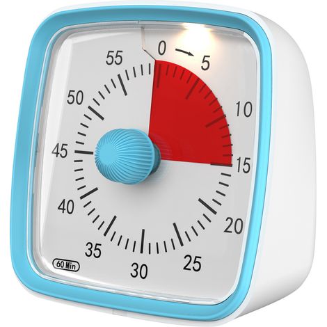 Timer visivo con luce notturna, conto alla rovescia di 60 minuti per bambini adulti, timer silenzioso per classe, strumento di gestione del tempo per casa, scuola, lavoro (blu) (1/3)