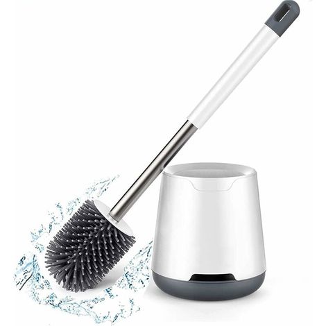 Scopino per WC, scopino per WC, scopino per WC in silicone antibatterico e supporto per WC con setole in silicone pulite, con base filtro acqua e asciugatura rapida, montaggio a parete, scopino per WC (1/4)