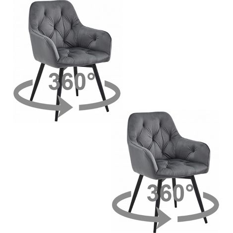 Sedia JORK360 - velluto grigio scuro / gambe nere x 2 (1/5)