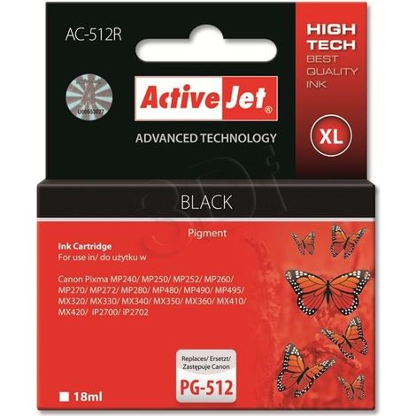 Activejet AC-512R - Cartucho de tinta de repuesto Canon PG-512, negro, 18 ml (1/2)