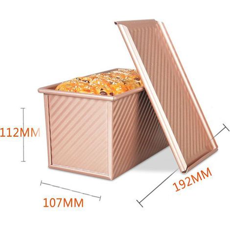 Moule à pain grillé pour 1000 g de pâte, avec couvercle (rectangle doré ondulé)