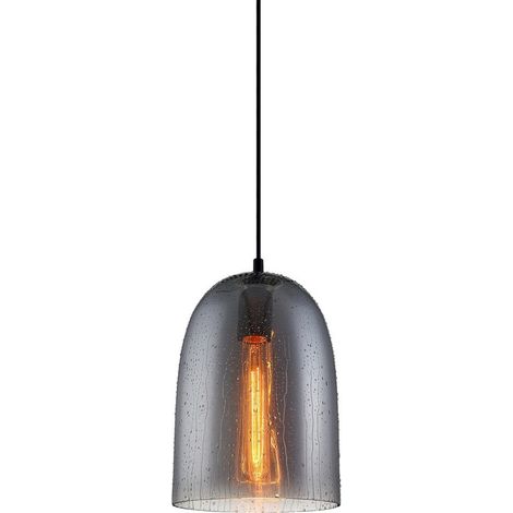 Suspension Italux Tabby moderne noire verre acier E27 (1/2)
